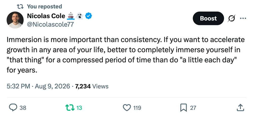 Example tweet from Dickie Bush